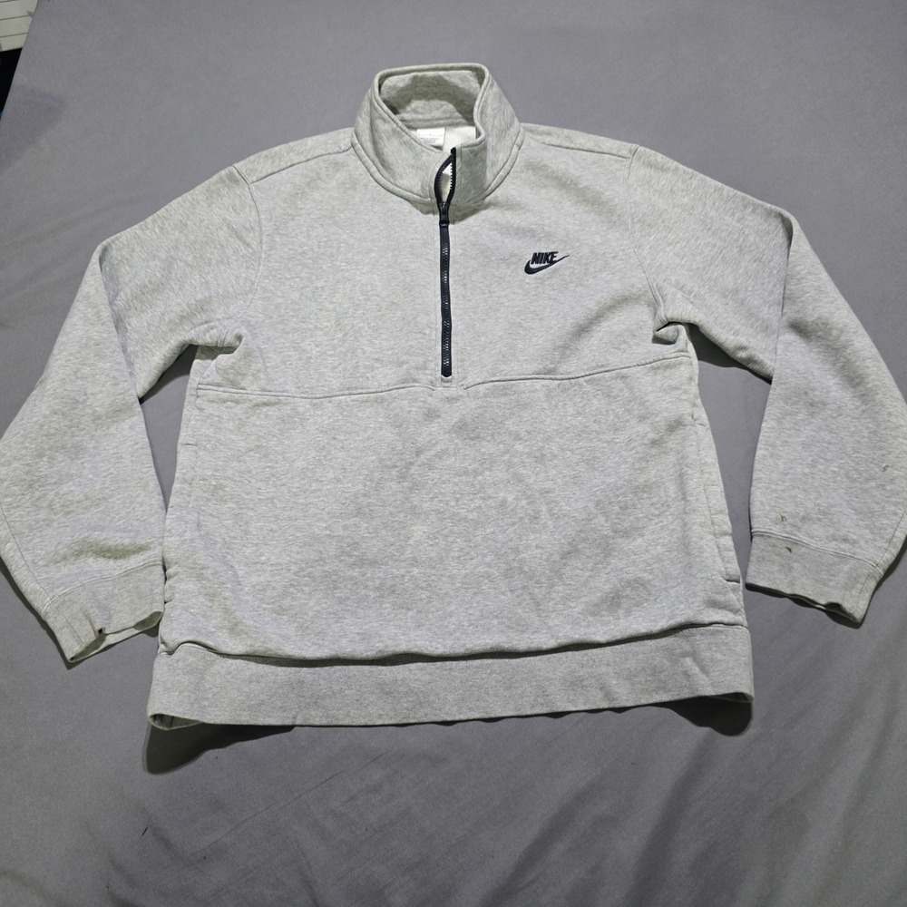 FLAWS Nike Quarter Zip Pullover Mens Large Grey Club Fleece DD4732-064